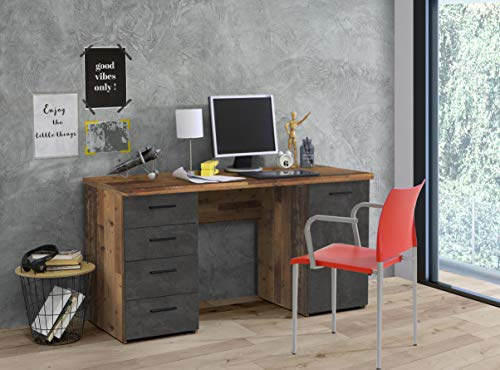 möbelando Schreibtisch Bürotisch Computertisch Arbeitstisch Laptoptisch Bürmöbel Balu I Old Wood Vintage/Betonoptik Dunkelgrau