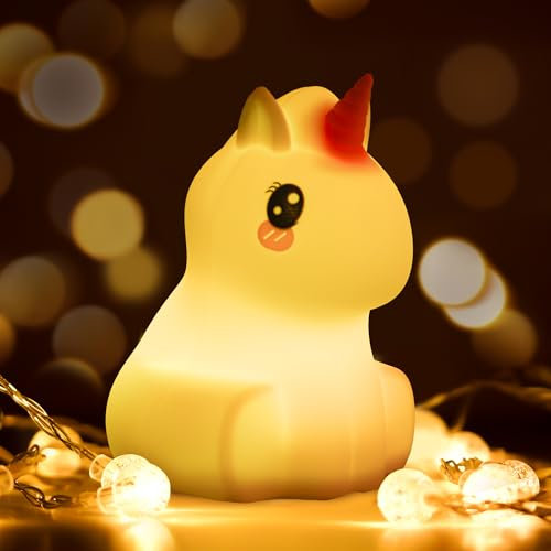 kidoo - Luce Notturna per Bambini - LED Multicolore - Regalo per i Bambini, Lampada Notturna - USB Ricaricabile - Luce Contro la Paura - Efficienza Energetica e Silicone senza BPA (Unicorno)