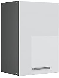 Vicco Hängeschrank R-Line, Weiß Hochglanz, 40 cm | 1 Tür · 1 Einlegeboden · Tiefe – 31 cm · ✓ Frei kombinierbar · ✓ Praktischer Stauraum