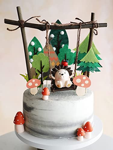 Huathy World Wild Cake Topper Wooden Swing with Vine for Baby Shower Wedding Birthday Party Decorations