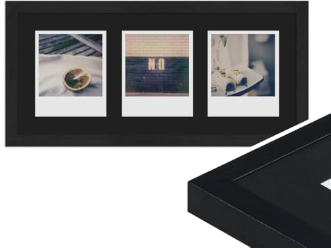 WANDStyle Polaroid Bilderrahmen Schwarz, Sofortbild Polaroid Rahmen Holz | Mini Bilderrahmen für Polaroid Bilder, Fotorahmen zum Aufhängen, für drei Sofortbilder, Frame H950 - Made in Germany