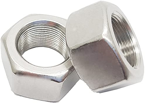 2 dadi esagonali esagonali con passo M16 x 1,0 mm, in acciaio inox, dadi esagonali a filettatura fine metrica