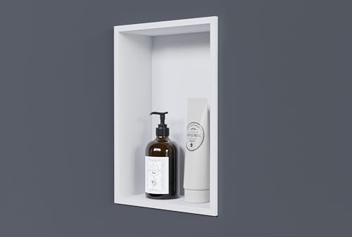 Bernstein Nicho de Pared de Acero Inoxidable NT203010X - Estante empotrable de 20 x 30 x 10 cm (Ancho x Alto x Fondo), Estante de Ducha Ideal Flexible para empotrar -Blanco