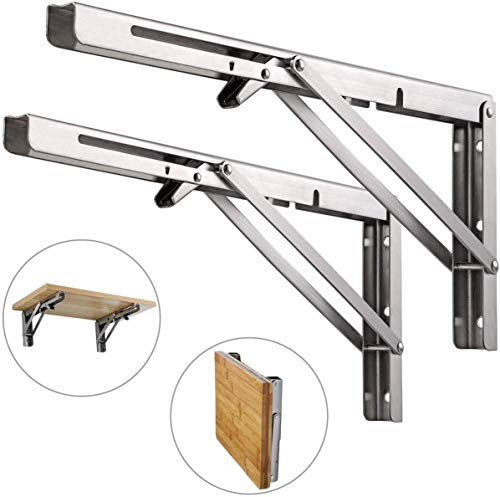 Professionelle Klappkonsole Schwerlast, Edelstahl Klappkonsolen Klappkonsole Tisch Klappregalhalterungen Klappträger Regalträger für Bänke und Regale (500mm, 2 Stück)