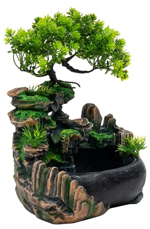 TaNeHaKi Tischbrunnen,Zimmerbrunnen Mit Led Beleuchtung,Dekorativer Brunnen FüR Zuhause,Springbrunnen Gartenbrunnen