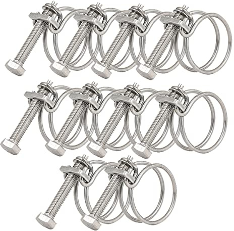 28-32mm Doppel Draht Schlauchschellen, Einstellbar Drahtschlauchschellen 201 Edelstahl Doppeldraht Schlauchschellen, Wasser Rohr Tank Rohrschellen für Familie Automobil Tubing (10 Stück)