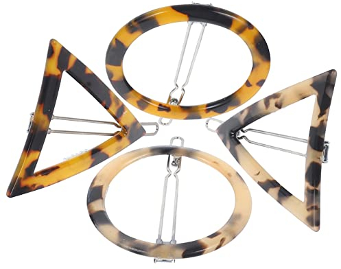 FOMIYES Geometrische Haarspangen Acryl 4 Stück Leopardenmuster Rund Dreieckig Haarnadeln für Damen und Mädchen Haaraccessoire für Verschiedene Frisuren