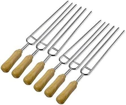 Ustensiles de gril 6 pièces brochettes en acier inoxydable pour griller, brochettes en bois en forme de U pour griller pour pique-nique pique-nique (couleur : brochettes 6 pièces) (brochettes 6 pièc
