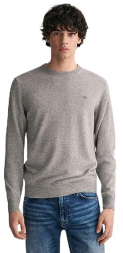 GANT Superfine lammull C-hals, Grå melange, L