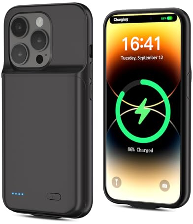 [6800mAh] Akkuhülle für iPhone 14 pro, neues Upgrade mit hoher Kapazität, wiederaufladbares Ladefach, schützendes tragbares Smart Backup Ladegerät für iPhone 14 pro (1 Pack)