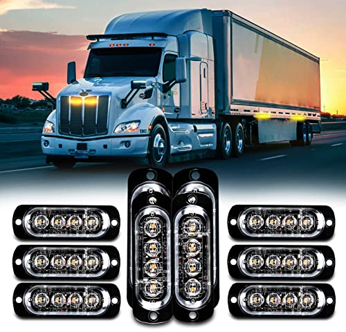 UPXSXT Lot de 10 feux de position latéraux LED, 4 LED 12V feux de gabarit pour remorque pour voiture, moto, SUV, camion, chariot élévateur, VTT, véhicule d'ingénierie, bateau (Ambre)