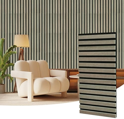 Alishomtll Akustikpaneel Selbstklebend 8 Stück, 3D Akustikplatten 30x60x1.8 cm, Hoher Dichte Polyester Akustik-Wandpaneele, Schalldämmung Panel Schallabsorber für Wand Wohnzimmer Zuhause, Silber-Eiche