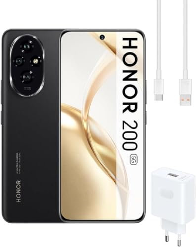 Honor 200 + Chargeur 100W, Smartphone 5G, 12Go+512Go, Écran AMOLED 6,7, Batterie 5200mAh, Triple Appareil Photo 50 MP, Double SIM, Android 14, Noir