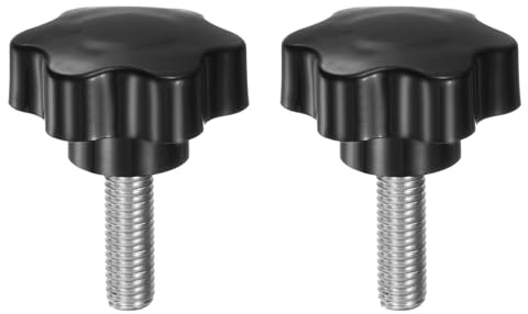 QUARKZMAN 2 Stück Rändelschrauben mit Sterngriff M10 x 32mm x 46mm Sterngriffschraube Kunststoff Knopf Edelstahl 304 Gewindebolzen Klemmschraube Sterngriffmutter Klemmknopf für Maschine