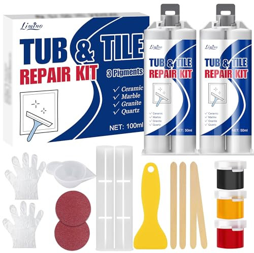 Shower Tray Repair Kits - Ceramic, Tub and Tile Repair Kit for Repairing Scratches, Chips and Dents, White Bath Enamel Repair Kit, Bathtub repair filler for Acrylic, Fiberglass, Porcelain, Marble