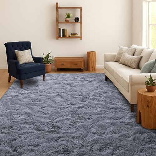 SOANNY Teppich Wohnzimmer Waschbar Anti-Rutsch 200x300 cm, Grau | Hochflor, Langflor, Shaggy, Flauschig, Weich, Einfarbig, Pflegeleicht, Groß, Für Wohnzimmer Schlafzimmer Kinderzimmer Büro