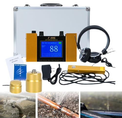 Detector De Fugas De Agua Subterránea De Alta Precisión, Sensor Geófono De Fugas De Agua con Pantalla Digital, Auriculares Y Estuche De Transporte, For Reparación De Tuberías De Construcción.