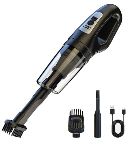 Homirty Handheld Car Vacuum Cleaner with 5000PA Powerful Suction, Portable Car Vacuum Cleaner with 2 Filters, Mini Brush, Lightweight, 30ml Capacity, Essential Accessories, Black