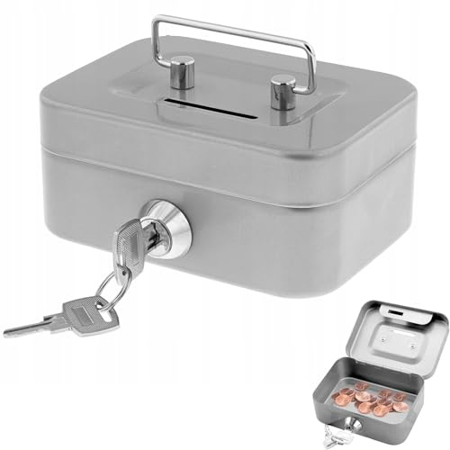 Tirelire avec clé, caisse à monnaie avec fente, petite caisse à monnaie verrouillable, à monnaie verrouillable, peut être utilisée comme petite enregistreuse