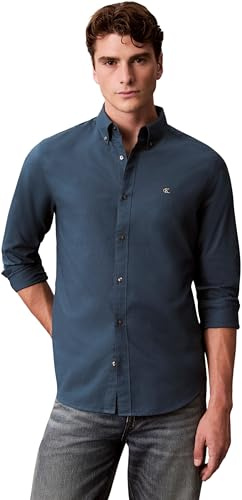 Calvin Klein Camicia Classica da Uomo LS Solid Oxford LV140EM125 Altre Camicie, Blu (Blu Navy Teal), M, Blu (Blu Marino), M