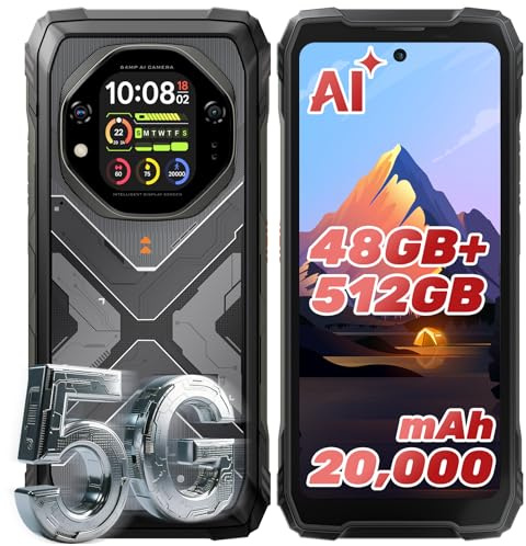 OSCAL Tank 1 5G Outdoor Handy 20000mAh/55W, 6,78 FHD+ 120Hz & 2,01 Sekundärdisplay, MTK7050 48GB+512GB/2TB Outdoor Smartphone Android 15, AI 64MP+50MP+20MP Nachtsicht, IP68/IP69K/GPS/QZSS/OTG/NFC