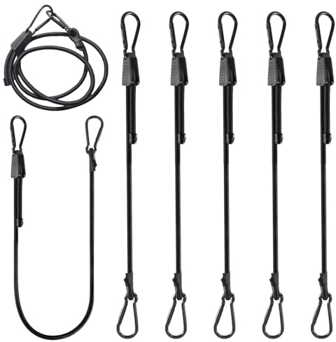 Lot de 6 tendeurs en caoutchouc avec mousqueton - Réglable - 100 cm - Noir - Avec mousqueton, tendeur à bagages pour camping, vélo, voile d'ombrage, tarpaulins, jardin, voiture, chargement