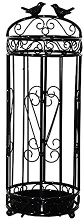 7LiuYueFei6 Umbrella Stand Rack for Entryway, Vintage Farmhouse Metal Umbrella Holder, Outdoor Storage Shelf Umbrellas Organizer, with Removable Drip Tray (Color : Black) (Black )