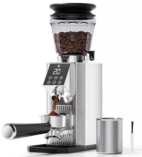 AMZCHEF Burr Coffee Grinder, Coffee Grinders Electric with 45 Precise Grind Settings, Adjustable Portafilter Holder & LED Touchscreen - Anti-Static, Easy Clean