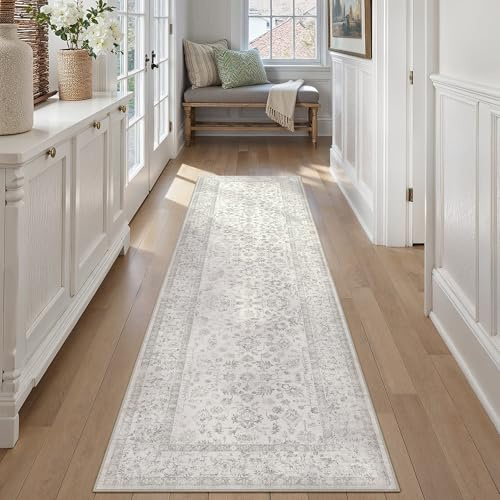 PureCozy Tappeto Cucina Grigio 60x240cm Antiscivolo Lavabile Passatoia Corridoio Scendiletto Camera da Letto Sala Ufficio Lungo Carpet Pelo Corto Morbido Rug