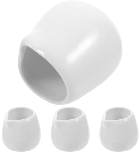 4 Brocche Ceramica Latte Bianco, Mini Bricco Salse con Beccuccio | Set da 4 Pezzi per Ristorante e Cucina, Capacità 50ml, Design Semplice, per Condimenti