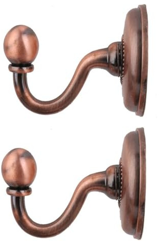 VALICLUD 2stücke Gardinenhalter mit Knauf aus Metalllegierung Vintage-raffhalterhaken für Tür und Wandmontage Inklusive Schrauben und Dübel Hut und Mantelbügel Rotbronze