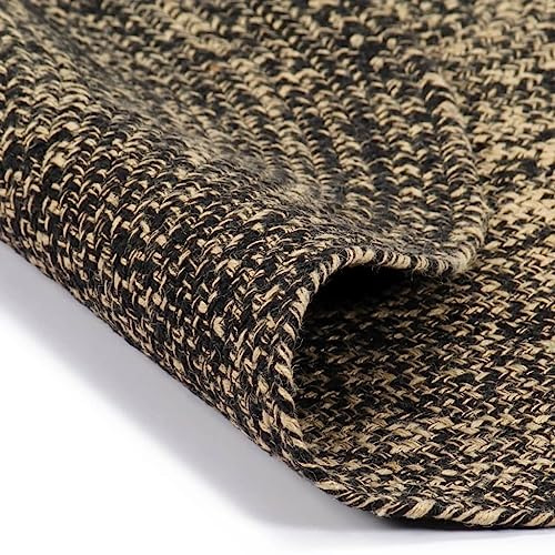 Generico Tappeto Artigianale in Juta Nero e Naturale 150 cm,Nero,4.5kg,133727