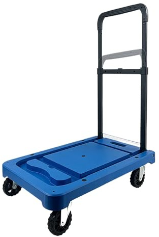 Faltbarer Plattformwagen mit Rädern, 150 kg Kapazität, verstellbarer Griff, vielseitiger Push-Pull-Trolley für den privaten und gewerblichen Gebrauch, strapazierfähig, Schwarz