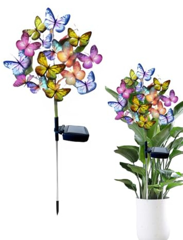 Lampes solaires en forme de papillon | Piquet de lanterne de jardin décoratif | Lampes solaires en forme de papillon | Pour terrasse, pelouse, cimetière, tombe, jardin, porche, cour à l'extérieur