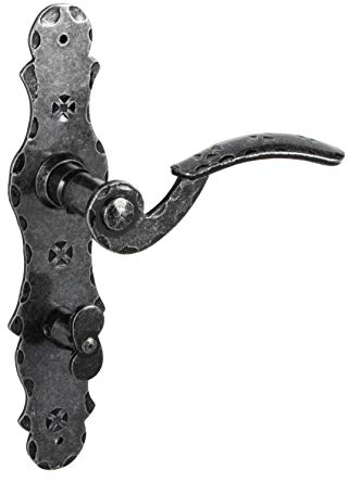 Gedotec Langschild Drückergarnitur Schmiedeeisen schwarz | 1 Stück Türbeschlag Antik Türgriff | BERN | Türdrücker-Garnitur für Innentüren | WC 90 mm Toilette | Türgarnitur mit Befestigungsmaterial