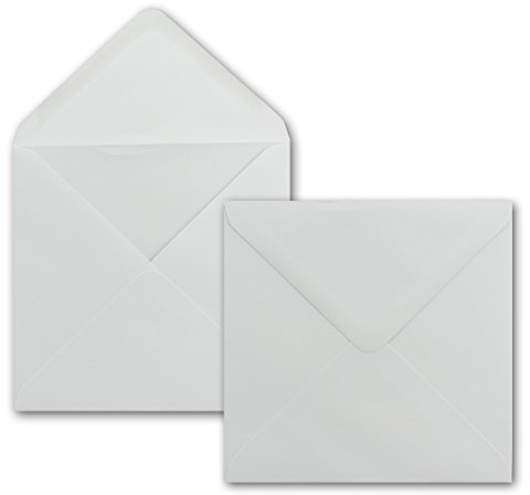 100 fyrkantiga kuvert 15 x 15 cm vita – 100 g/m² – självhäftande dragkedja med spetsig flik – för mycket speciella tillfällen