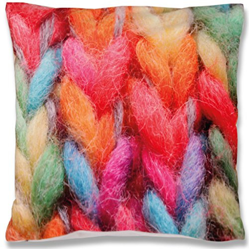 Bestlivings 2er Set Kissenbezug Fotodruck Motiv in 40x40 cm, Flauschig weiche Kissenhülle im Doppelpack, Bezug mit Verd. Reißverschluss (Design: Wollknäuel)