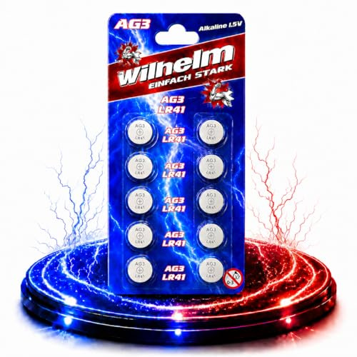Wilhelm AG3 Alkaline Knopfzellen 1,5 V (LR41, L736, 192, 392) – 10 Stück