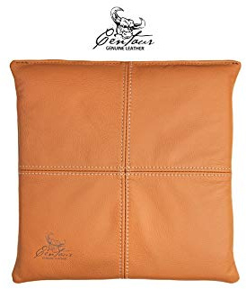 Centaur - Hochwertiges Leder Sitzkissen - Cognac 40x40 cm - Ideal für Stuhl oder Sitzbank - Abwaschbare Echtleder Stuhlkissen - Pflegeleichte Sitzauflage