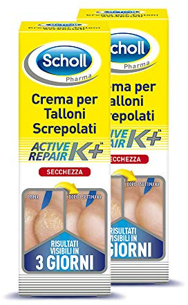 2X Scholl - Crema per Talloni Screpolati, Pedorex, Active Repair K+ - 60 ml