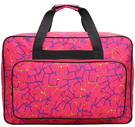 Depory Depory Nähmaschinentasche, Universal-Tragetasche aus Nylon, gepolstert, mit Aufbewahrungstasche mit Taschen und Griff, 46 x 24 x 31 cm Rosa / Rot