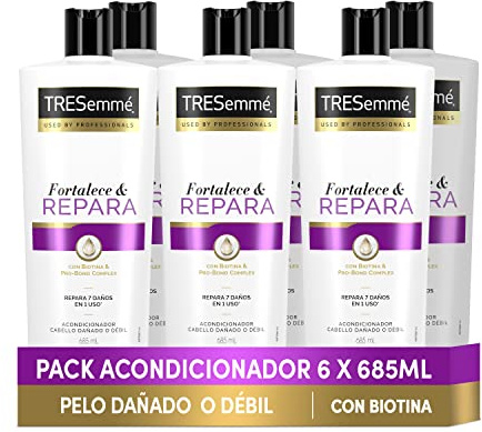 TRESemmé Acondicionador Repara & Fortalece para pelo dañado o débil con Biotina, protege contra 7 daños del cabello - Pack de 6 x 685ml