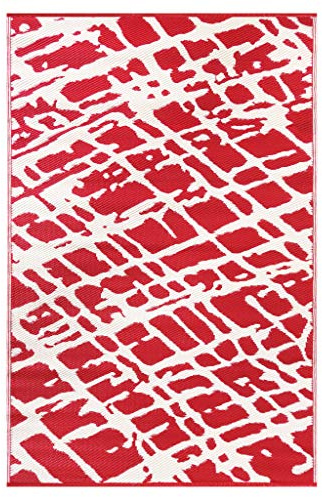 LEDSA MART Indoor/Outdoor Reversible Plastic Rug | Perfect for Patio, Decking, Terrace, Balcony, Hall, Kitchen, Garden, Picnic | UV, Stain And Water Resistant | (Red & White, 120x180cm)