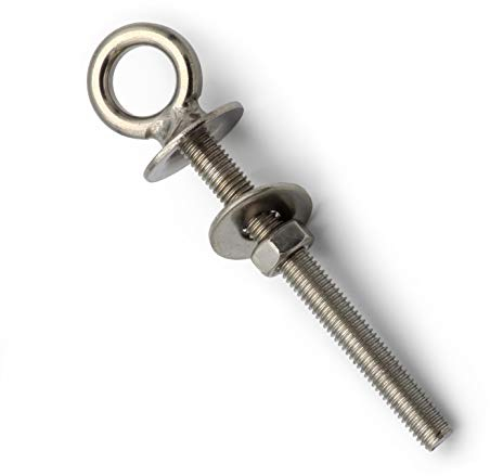 2 Stück Augbolzen mit Kragen und metrischem Gewinde M12 x 160 mm - Edelstahl V4A - Augenbolzen Ringbolzen Augenschraube Ösenschraube Ringschraube I DIOS24®