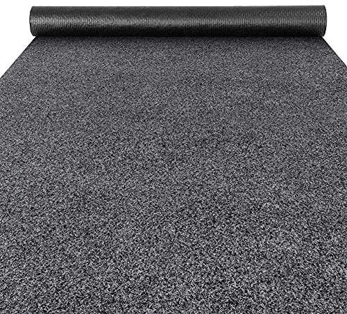 ANRO Fußmatte Schmutzfangmatte Teppich Läufer Sauberlaufmatte rutschfest Indoor Outdoor abwaschbar für Flur Eingang Poet Meterware Grau 240 x 100 cm (Rechteckig)