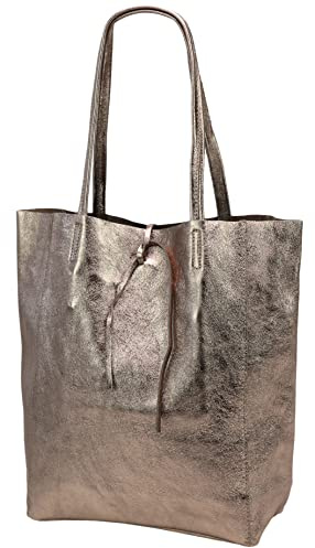 SH Leder ® Damen Echt Rindleder Shopper mit Innentasche in vielen Farben Schultertasche Henkeltasche 37x29cm Kora G266