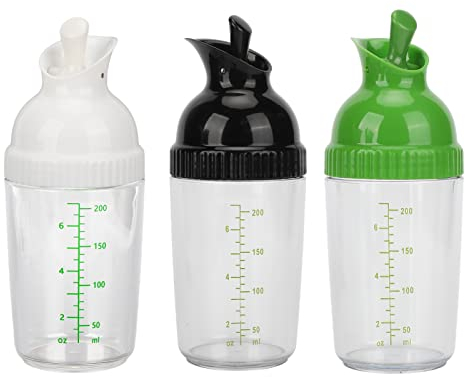 200ml Salad Dressing Shaker, 5.1oz Salad Dressing Container, BPA Free Prevent Leakage Salad Dressing Jar with Lid, Salad Dressing Mixer Shaker Bottles for Oil, Vinegar, Lemon Juice(Black)