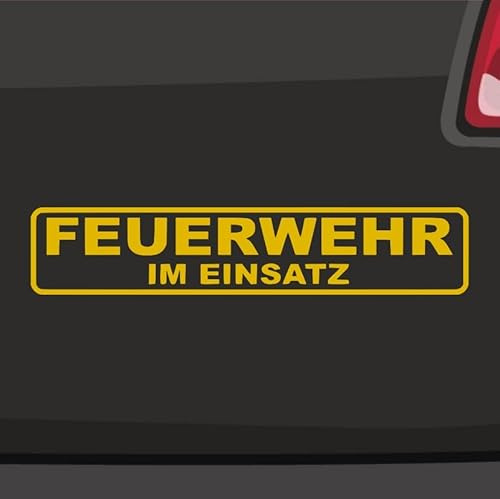 Generisch Feuerwehr im Einsatz Aufkleber Sticker Rahmen Hinweis Achtung Fire Save 20x4cm Farbe: Neongelb