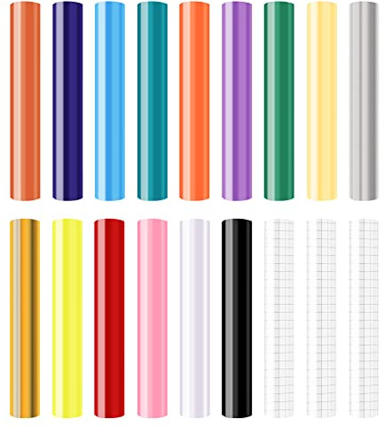 15 Smart Vinyl Permanent für Cricut & Silhouette Camo mit 3 Transferfolie | 30.5x30.5cm Smart Adhesive Vinyl Permanent Plotterfolie Selbstklebend Plotter Set für DIY Tassen Autos Banner Dekoration