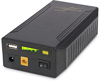 AFTERTECH MINI UPS POWERBANK - Bloc-batterie au lithium Li-ION 12 V 11000 mAh 132 Wh + sortie 9 V et USB E2D2